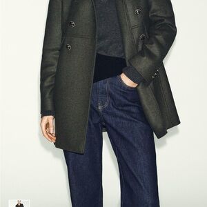 women’s Olive Double-Breasted Coat